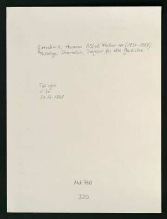 Brief von Alfred von Gutschmid an Adelbert von Keller