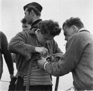 Greifswald-Wieck. Tauchsportausbildung an der GST-Marineschule „August Lütgens“ (Zentrale vormilitärisch-maritime Ausbildungsstätte der Gesellschaft für Sport und Technik)