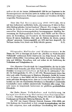 Sievers, Kai Detlev :: Volkskultur und Aufklärung im Spiegel der schleswig-holsteinischen Provinzialberichte, (Quellen und Forschungen zur Geschichte Schleswig-Holsteins, 58) : Neumünster, Wachholtz, 1970