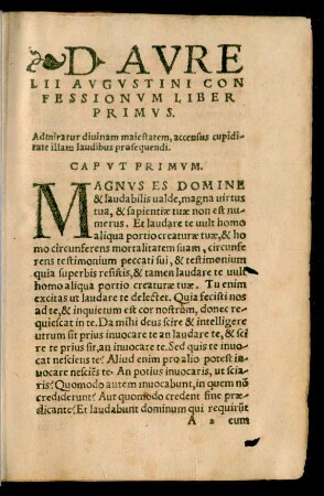 D. Aurelii Augustini Confessionum Liber Primus