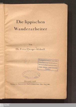 Die lippischen Wanderarbeiter