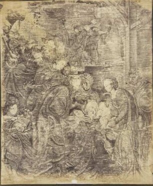 Die Anbetung der Könige, kunstvolle Arbeit des Webstuhls und der Nadel, in Gold und Seide, deutsche Arbeit, 16. Jahrhundert