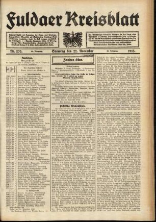 Zweite Ausgabe vom Samstag, den 22. November 1913.