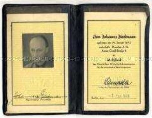Dienstausweis der Deutschen Wirtschaftskommission von Johannes Dieckmann