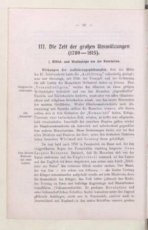 III. Die Zeit der großen Umwälzungen (1789-1815)