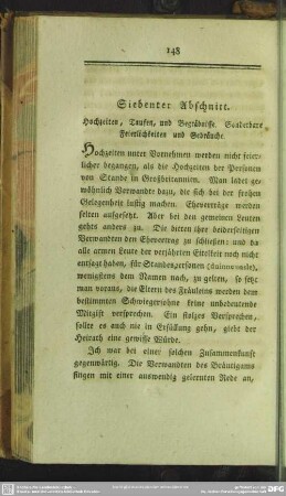 Siebenter Abschnitt. Hochzeiten, Taufen, und Begräbnisse, Sonderbare Feierlichkeiten und Gebräuche