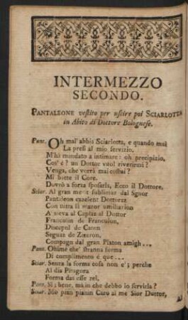 Intermezzo Secondo. Zweytes Zwischenspiel