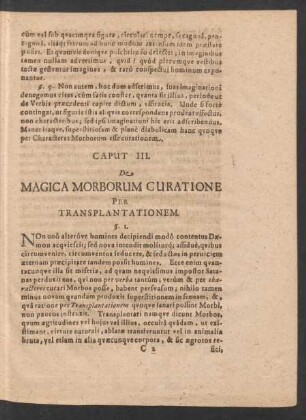Caput III. De Magica Morborum Curatione Per Transplantationem.