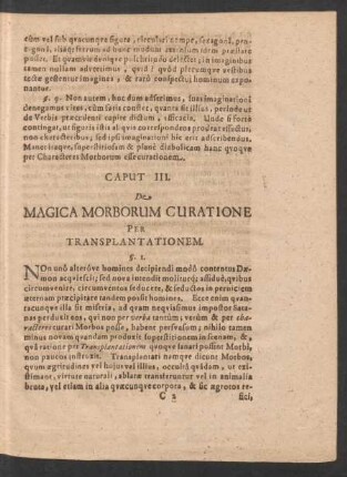 Caput III. De Magica Morborum Curatione Per Transplantationem.