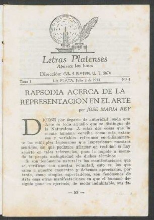 Rapsodia acerca de la representación en el arte
