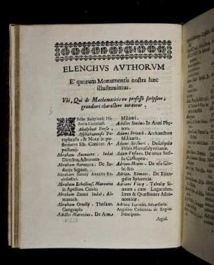 Elenchus Authorum.