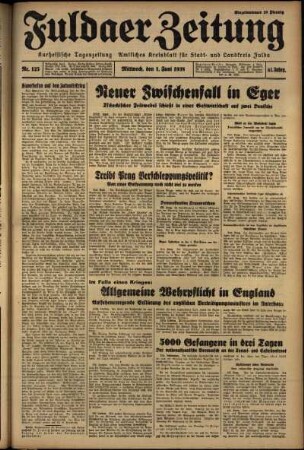 Ausgabe vom Mittwoch, den 01. Juni 1938.
