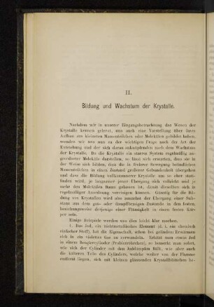 II. Bildung und Wachstum der Krystalle.