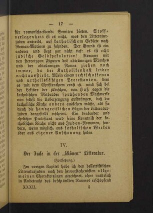 IV. Der Jude in der "schönen" Litteratur. (Fortsetzung)