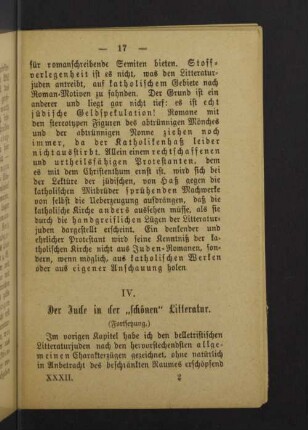 IV. Der Jude in der "schönen" Litteratur. (Fortsetzung)