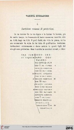 38: Varietà epigrafiche