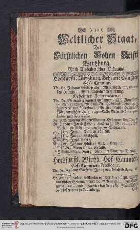 Weltlicher Staat, des Fürstlichen Hohen Stifts Wirtzburg