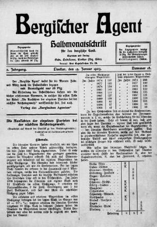 Bergischer Agent. 1903-1905