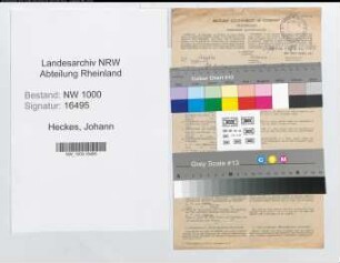 Entnazifizierung Johann Heckes, geb. 28.09.1902 (Kaufmann)