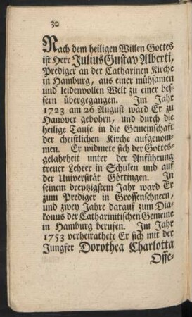 Nach dem heiligen Willen Gottes ist Herr Julius Gustav Alberti, ...
