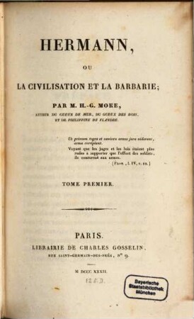 Hermann, ou la civilisation et la barbarie, 1