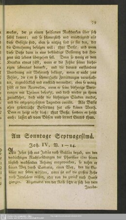 Am Sonntage Septuagesimae. Joh. IV, V. 1-14