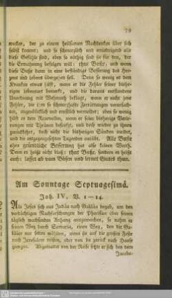 Am Sonntage Septuagesimae. Joh. IV, V. 1-14
