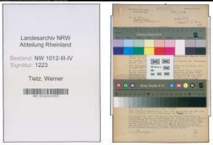 Entnazifizierung Werner Tietz , geb. 17.07.1890 (Lehrer)