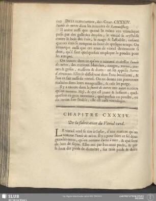 Chapitre CXXXIV. De la fabrication du Vitriol verd