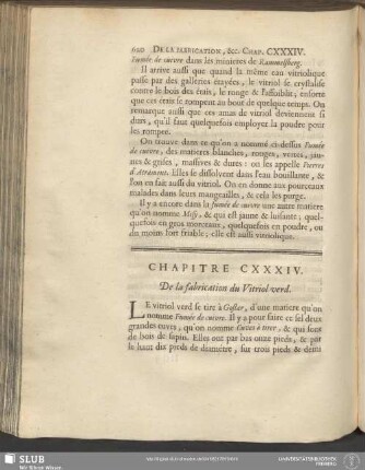 Chapitre CXXXIV. De la fabrication du Vitriol verd