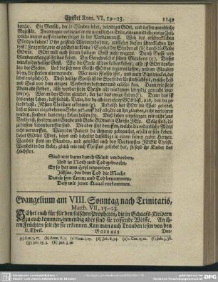 Evangelium am VIII. Sonntag nach Trinitatis, Matth. VII, 15-23