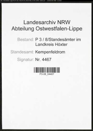 Sterberegister Standesamt Kempenfeldrom