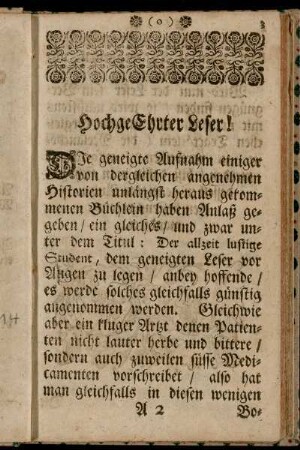 Hochgeehrter Leser!