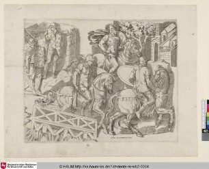 Retato de la Colona di Roma [Roman Horsemen Crossing a Bridge; Des cavaliers Romains qui passant un pont; Römische Ritter ziehen über eine Brücke]