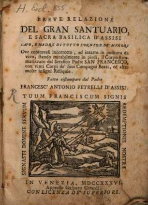 Breve relazione del gran Santuario de sacra Basilica d'Asisi