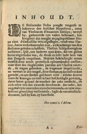 I. V. Vondels Hippolytus Of Rampzalige kuischheit : Treurspel