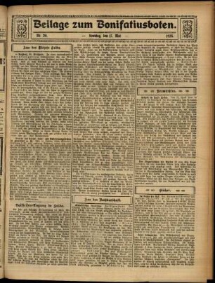 Zweite Ausgabe vom Sonntag, den 17. Mai 1925.