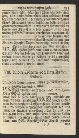 VIII. Andere Collecten oder kurze Kirchen-Gebete