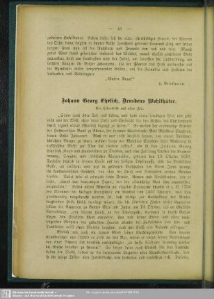 Johann Georg Ehrlich, Dresdens Wohlthäter