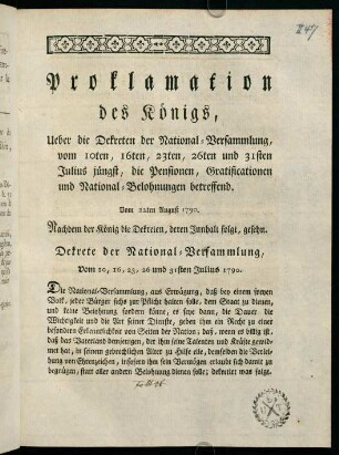 1-19, Proklamation des Königs...