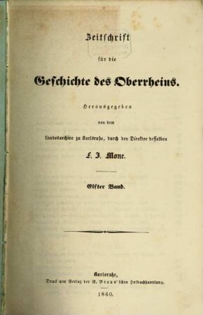 Zeitschrift für die Geschichte des Oberrheins. 11, 11. 1860