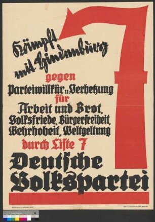 Wahlplakat der DVP zur Reichstagswahl am 6. November 1932