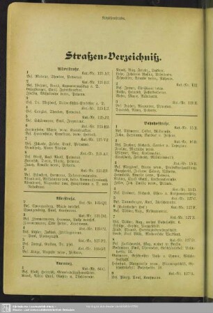 Häuserbuch : Straßen-Verzeichniß
