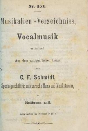 Catalog. 151. 1874