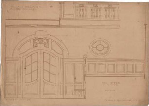 Pfann, Paul; München - Bogenhausen; Villa Jos. Selmayer - Westwand der Diele (Ansicht m. Schnitt)