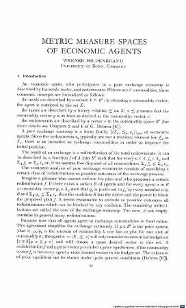 Metric measure spaces of economic agents