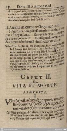 Caput II. De Vita et Morte.