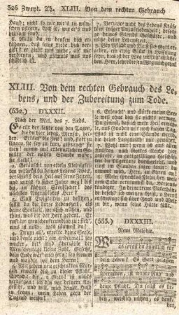 XLIII. Von dem rechten Gebrauch des Lebens, und der Zubereitung zum Tode.