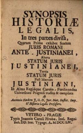 Synopsis historiae legalis : in tres partes divisa