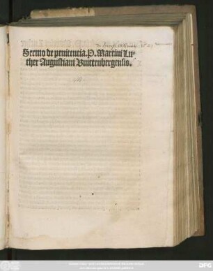 Sermo de penitentia. P. Martini Lu=||ther Augustiniani Vuittenbergensis.||